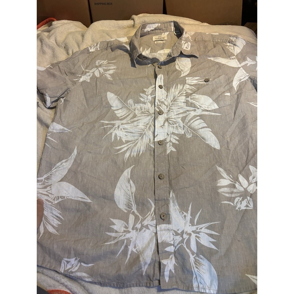 Weatherproof Vintage Linen Shirt Men's Extra Large Hawaiian Short Sleeve Aloha